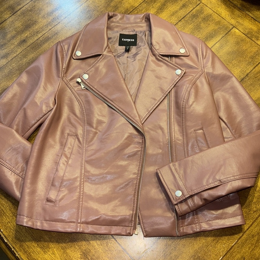 Express Mauve Leather Moto Jacket